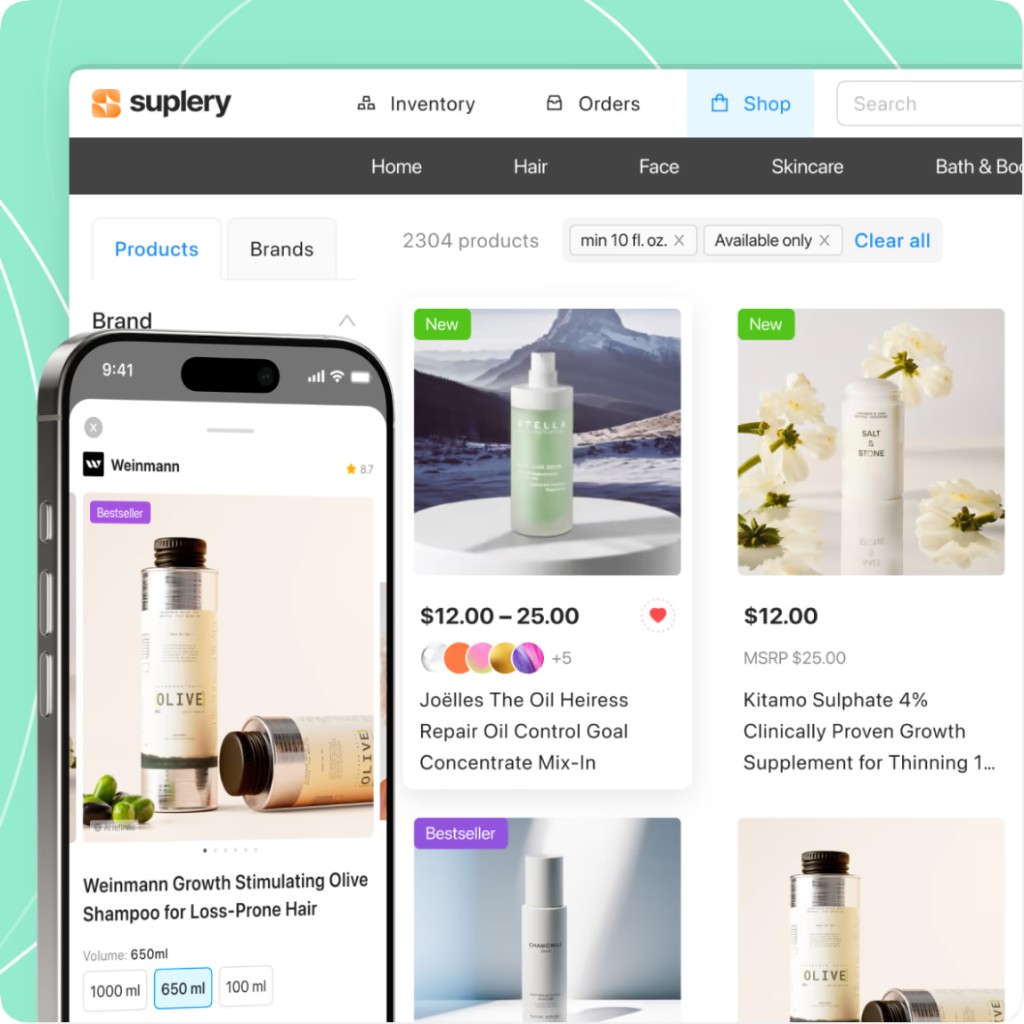 Suplery professional beauty marketplace inside salon software